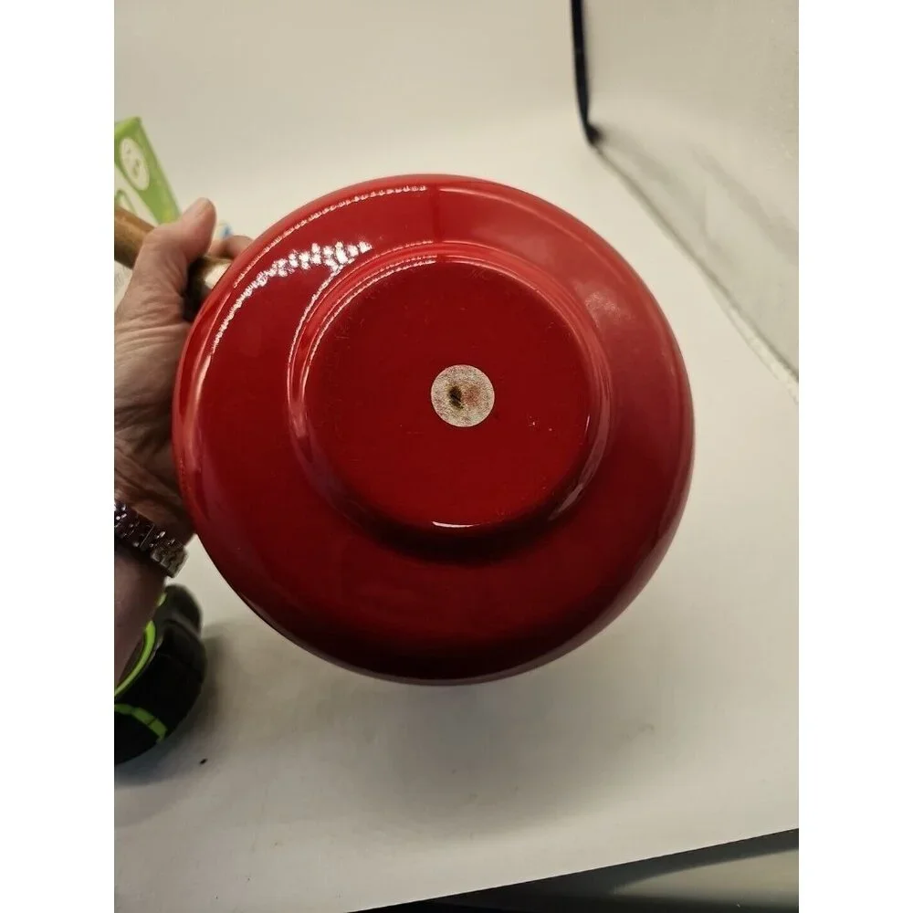 Vintage Epicure Enamel Fondue Pot‎ Retro Red Floral Excellent Condition Pot Only